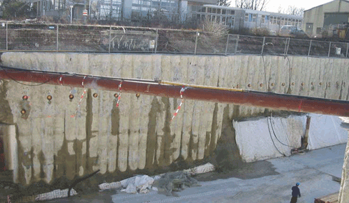 Opgraving Ondersteund door kantelbare damwand muur